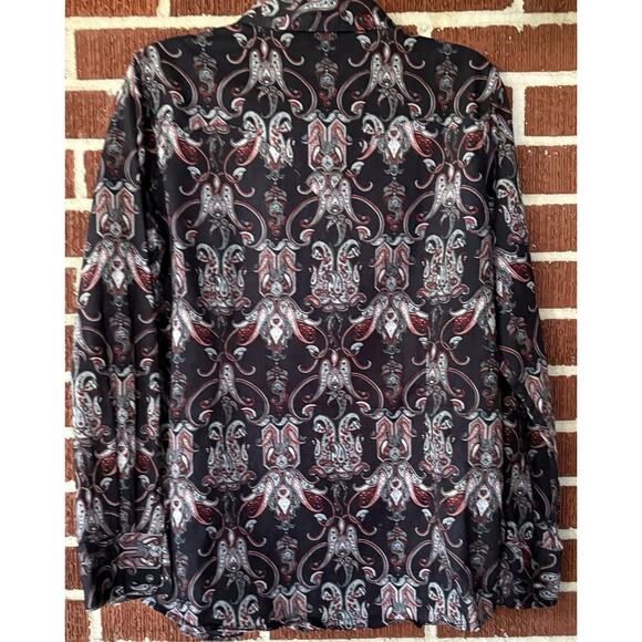 Women’s Ariat Western Black and Red Paisley Shirt with Clear Snaps Size Large - Picture 2 of 3